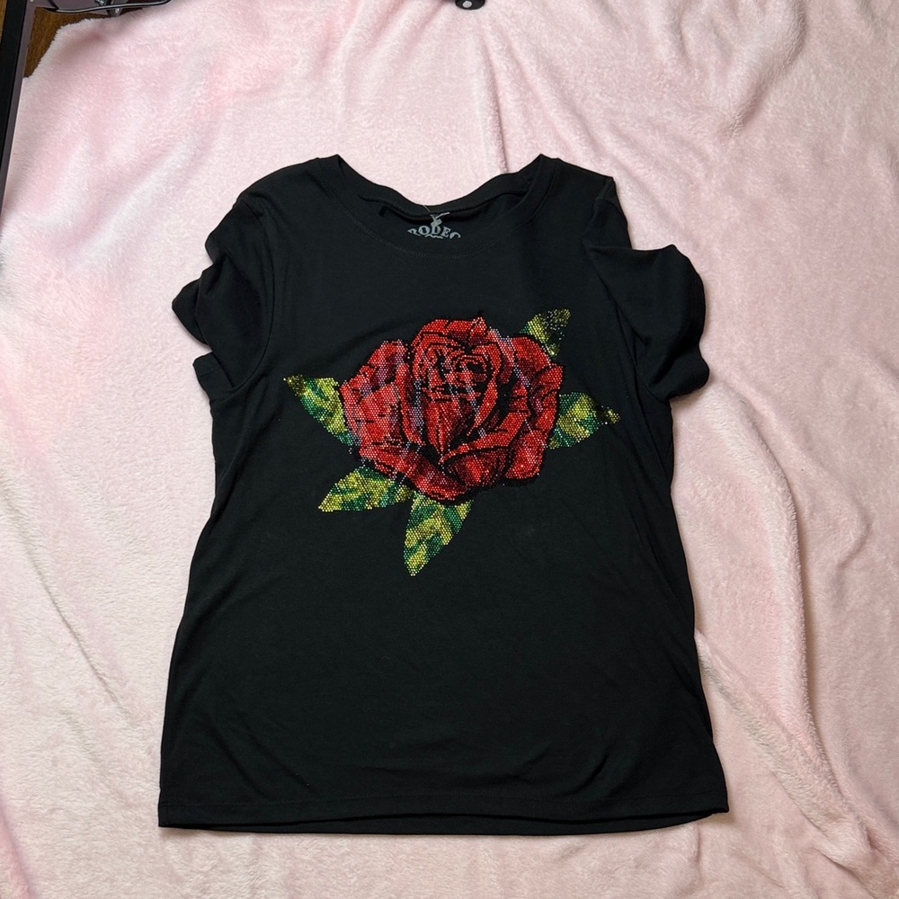 Rhinestone Rose Tee